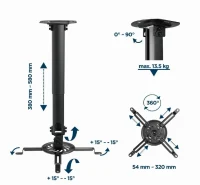 Suport de tavan reglabil pentru proiector Gembird CM-B-01/ 380 ~ 580 mm/ max 13kg/ Black 9