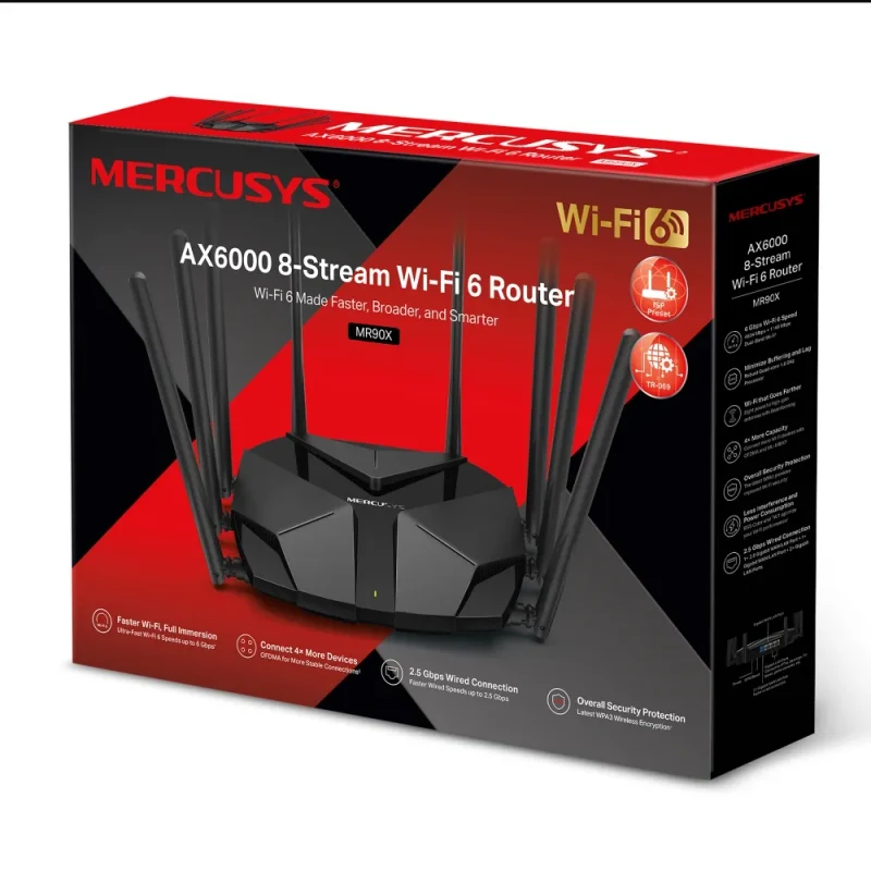 Wi-Fi Router MERCUSYS MR90X / AX6000 Dual Band / Wi-Fi6 / Gigabit / 8 external antennas 3