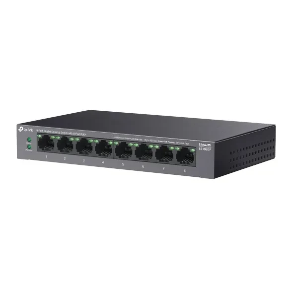 Switch TP-LINK LS108GP / 8 port / Gigabit / RJ45 / PoE+/ steel case 4