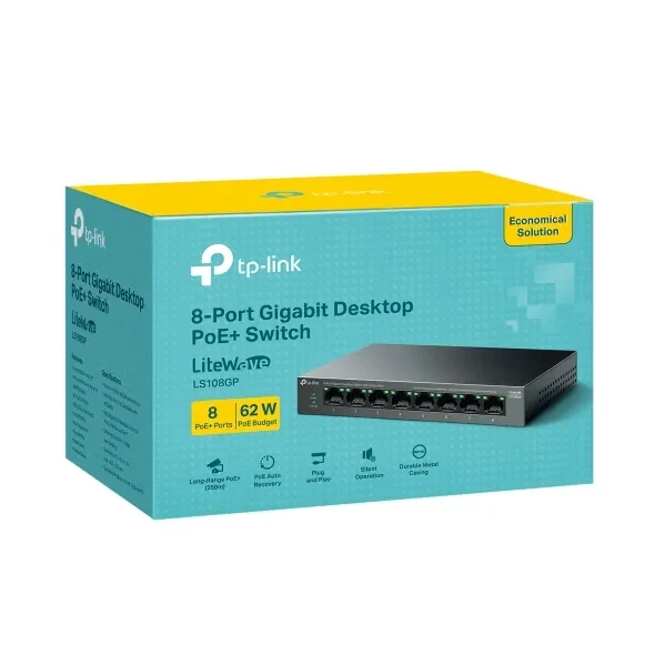 Switch TP-LINK LS108GP / 8 port / Gigabit / RJ45 / PoE+/ steel case 6