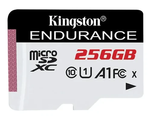 256GB microSD Class10 A1 UHS-I U1 Kingston High-Endurance, up to 95Mb/s, For home security, surveillance, body and dash cams, 3K P/E cycles, Health monitoring, Operating Hours 26.9K hours (24/7 recording for 3-year warranty)