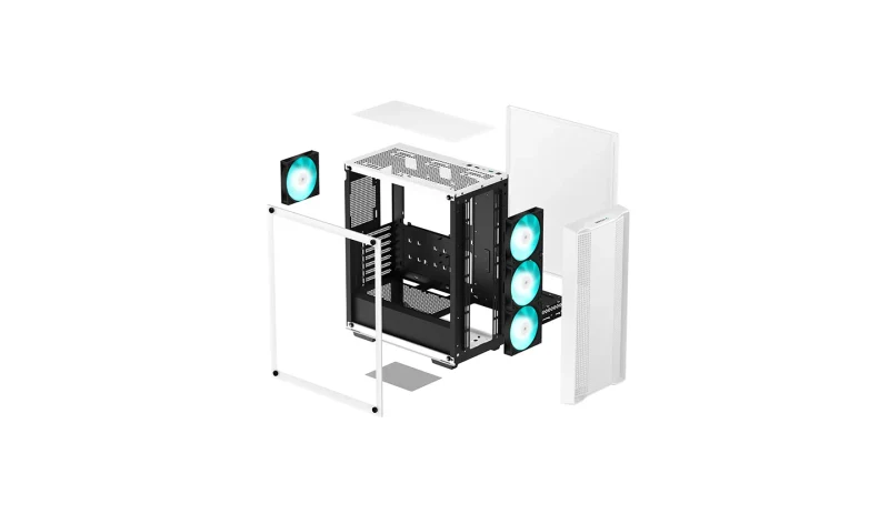 Carcasa DEEPCOOL CC560 WHITE V2/ w/oPSU / Side-Window / 4x120mm / ATX / White 10