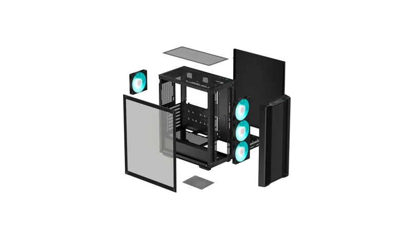 Carcasa DEEPCOOL CC560 V2/ w/oPSU / Side-Window / 4x120mm / ATX / Black 10