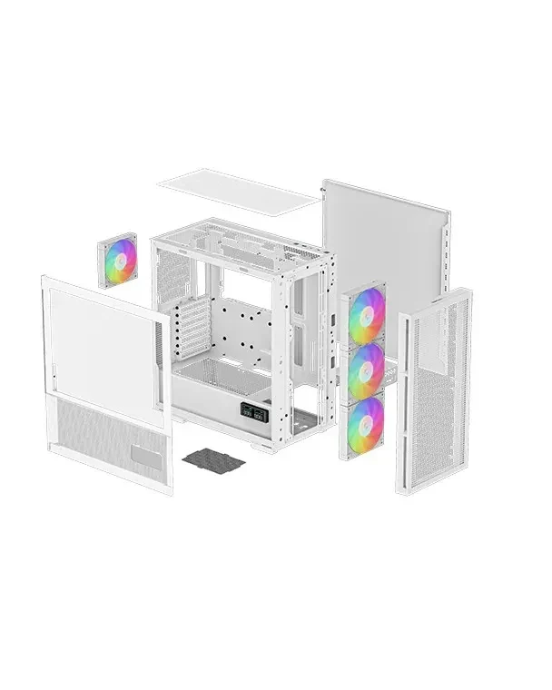 Carcasa DEEPCOOL CH560 WH DIGITAL / w/oPSU / Side-Window / Digital screen / 4x120mm ARG / ATX / White 5