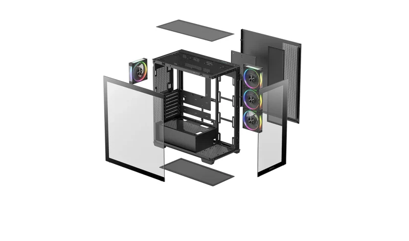 Carcasa DEEPCOOL CG580 4F V2/ w/oPSU / Side-Window / ATX / Black 9