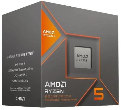 AMD Ryzen™ 5 8600G, Socket AM5, 4.3-5.0GHz (6C/12T), 6MB L2 + 16MB L3 Cache, AMD Radeon™ 760M Graphics, 4nm 65W, Zen4, Unlocked, tray