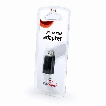 Adapter HDMI-VGA - Gembird  AB-HDMI-VGA-001, HDMI to VGA adapter, Converts digital HDMI input (19 pin male, v.1.4) into analog VGA output (DB15 female), Blister 2