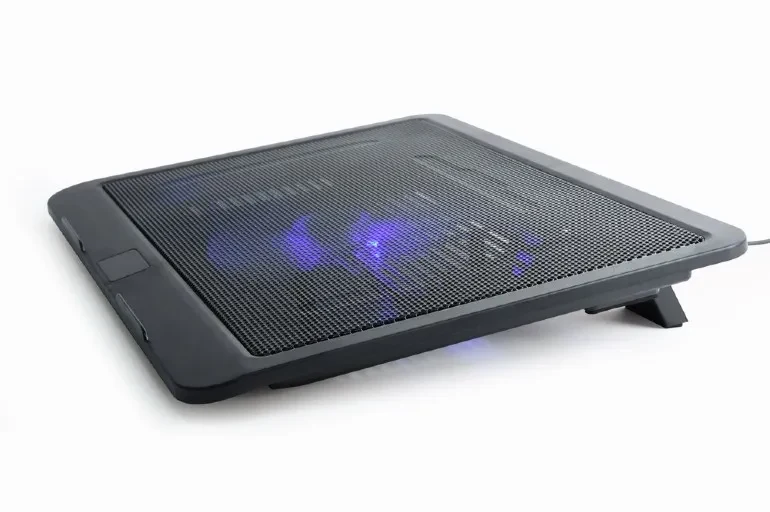 Gembird NBS-1F15-04, Notebook cooling stand, up to 15.6”, LED backlight in fans, Large 12 cm cooling fan, 1000 RPM (± 10 %), Black 4