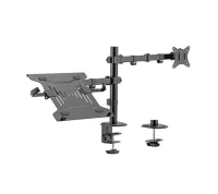 Gembird MA-DA-03,  Adjustable desk mount with monitor arm and notebook tray, Supports monitors up to 32” and notebooks up to 15.6”, black