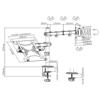 Gembird MA-DA-03,  Adjustable desk mount with monitor arm and notebook tray, Supports monitors up to 32” and notebooks up to 15.6”, black 2