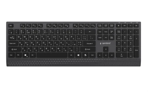 Gembird KB-MCH-06-CYRL, Professional Slim wired multimedia keyboard with Type-C adapter, Cyrillic layout, Black