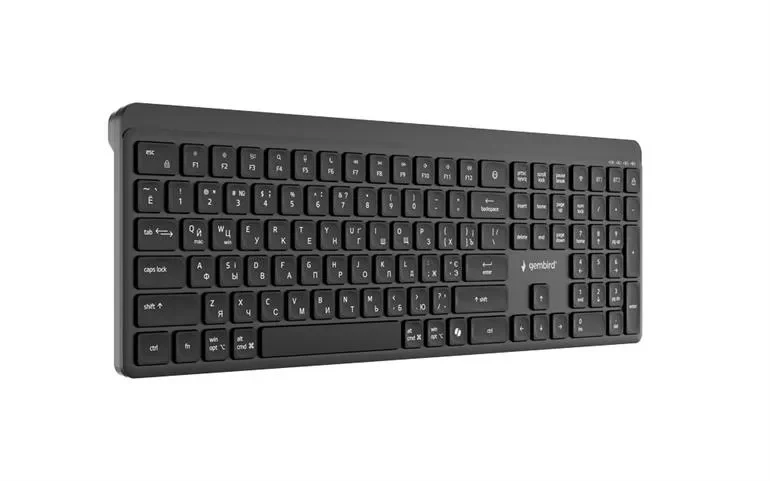 Gembird KBS-WPS-03-CYRL, Dual-mode pro-business slim wireless keyboard, 2.4G+BT, Integrated long lasting rechargeable li-ion battery, power-saving technology, USB nano-receiver, Cyrillic layout 4