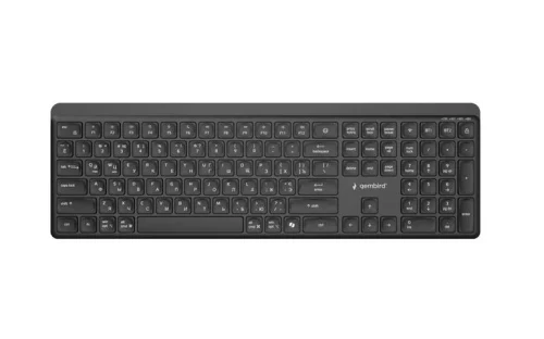 Gembird KBS-WPS-03-CYRL, Dual-mode pro-business slim wireless keyboard, 2.4G+BT, Integrated long lasting rechargeable li-ion battery, power-saving technology, USB nano-receiver, Cyrillic layout