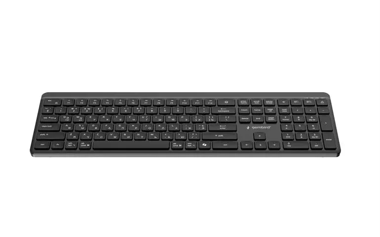 Gembird KBS-WPS-03-CYRL, Dual-mode pro-business slim wireless keyboard, 2.4G+BT, Integrated long lasting rechargeable li-ion battery, power-saving technology, USB nano-receiver, Cyrillic layout 2