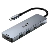 USB-C Hub 5-in-1: 100W PD x1, USB-C 3.0 x1, USB-A 3.0 x2, HDMI x1, Genius UH-500, Gray