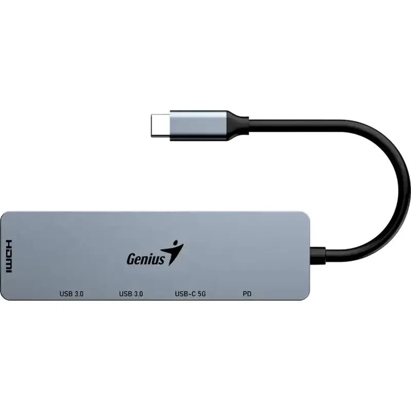 USB-C Hub 5-in-1: 100W PD x1, USB-C 3.0 x1, USB-A 3.0 x2, HDMI x1, Genius UH-500, Gray 3