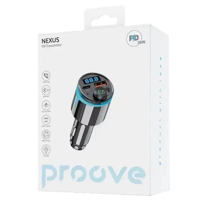 Car Charger Proove FM Launcher Nexus (PD+QC3.0) Type-C+USB Black 6