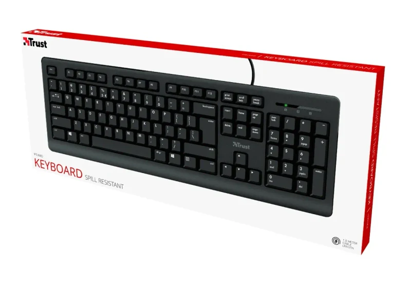 Trust Primo Keyboard, Silent typing, Spill-resistant, RU, USB, 1.8m, Black 4