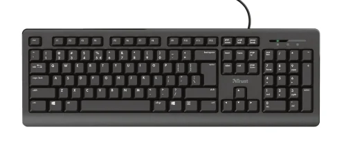 Trust Primo Keyboard, Silent typing, Spill-resistant, RU, USB, 1.8m, Black