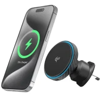 Car Mount With Wireless Charger Proove Graphite Circle Qi2 15W, Black 5