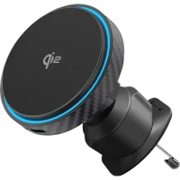Car Mount With Wireless Charger Proove Graphite Circle Qi2 15W, Black