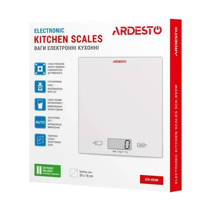 Electronic kitchen scales Ardesto SCK-893W, White 8