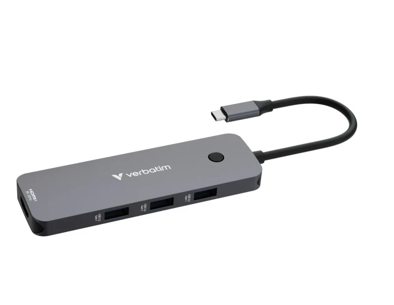 Adaptor Multiport 8-in-1 Verbatim CMH-08/ USB-С/ USB-A / HDMI/ SD/ microSD 2