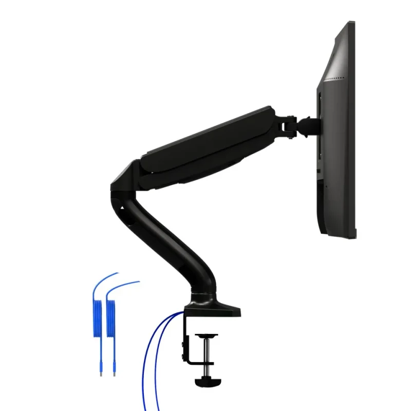 Arm for 1 monitors 13”-31.5” -  AOC AS110DX with integrated USB Hub, Black, USB Hub: USB-C + USB3.0, Desk Clamp/Grommet, Aluminum structure, Gas spring, Height adjustment, Max.Load: 2-9kg, Tilt: '-90°~+85°, Swivel:180°, Rotation:360°, Hidden cable management, VESA 75/100 6