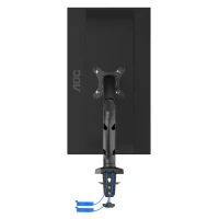 Arm for 1 monitors 13”-31.5” -  AOC AS110DX with integrated USB Hub, Black, USB Hub: USB-C + USB3.0, Desk Clamp/Grommet, Aluminum structure, Gas spring, Height adjustment, Max.Load: 2-9kg, Tilt: '-90°~+85°, Swivel:180°, Rotation:360°, Hidden cable management, VESA 75/100 2