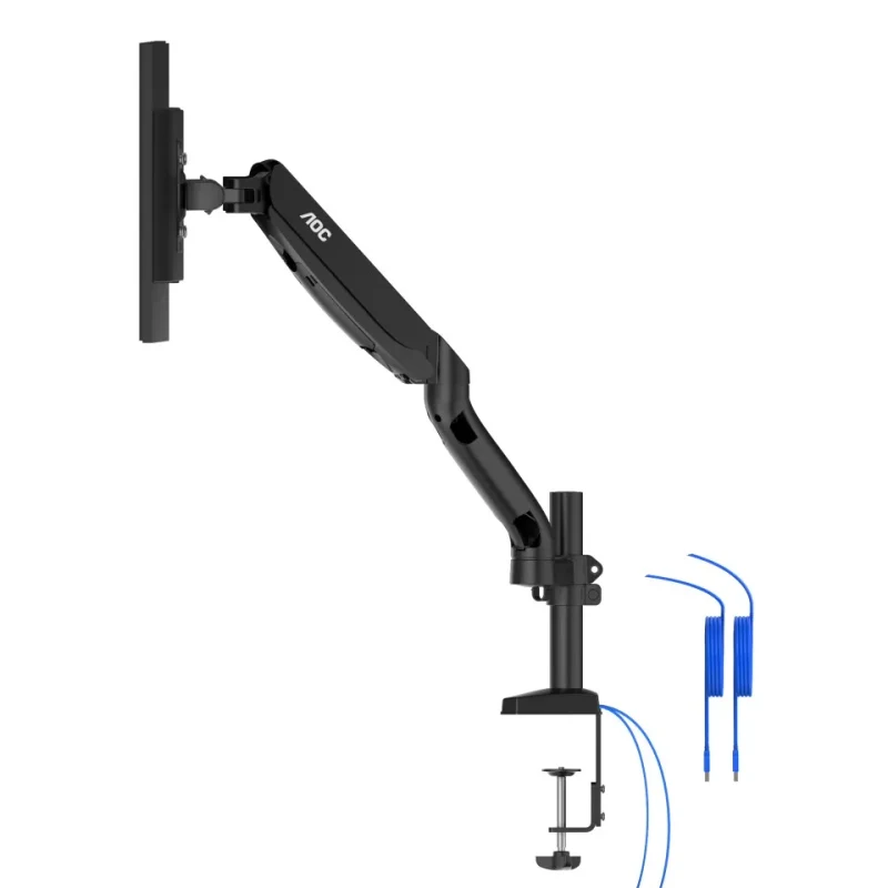 Arm for 2 monitors 13”-31.5” -  AOC AD110DX with integrated USB Hub, Black, USB Hub: USB-C + USB3.0, Desk Clamp/Grommet, Aluminum structure, Gas spring, Height adjustment, Max.Load: 2-9kg, Tilt: '-90°~+85°, Swivel:180°, Rotation: 360°, Hidden cable management, VESA 75/100 5