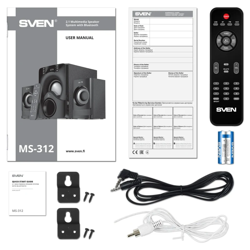 Boxe 2.1 SVEN MS-312 / 40W RMS / Bluetooth / FM-tune / USB Flash / SD card / Black 7