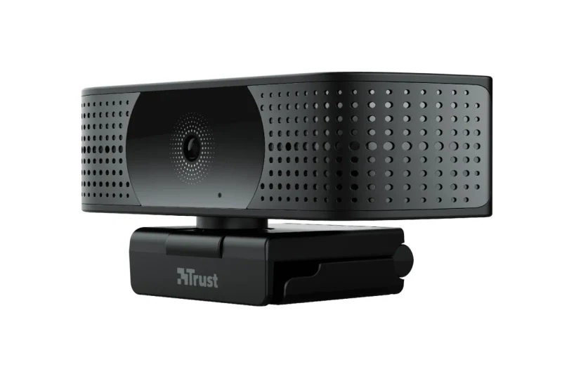 Trust Teza 4K Ultra HD Webcam, Advanced 4K Ultra HD webcam with a 74° field of view, 30 fps, two stereo integrated microphones, Automatic white balance, Auto focus, Privacy mode, Mounting type: clip, tripod, 2m 3