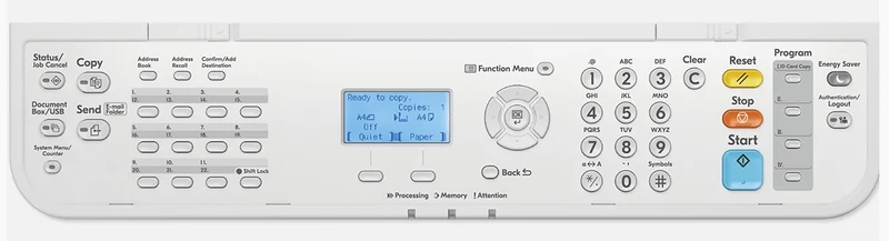 Ecosys MA4500x, A4 B/W MFP, 45ppm, 3in1, 1200x1200 dpi, 5 lines (With back-light), 75-sheet reverse scan DP std, with starter toner 2