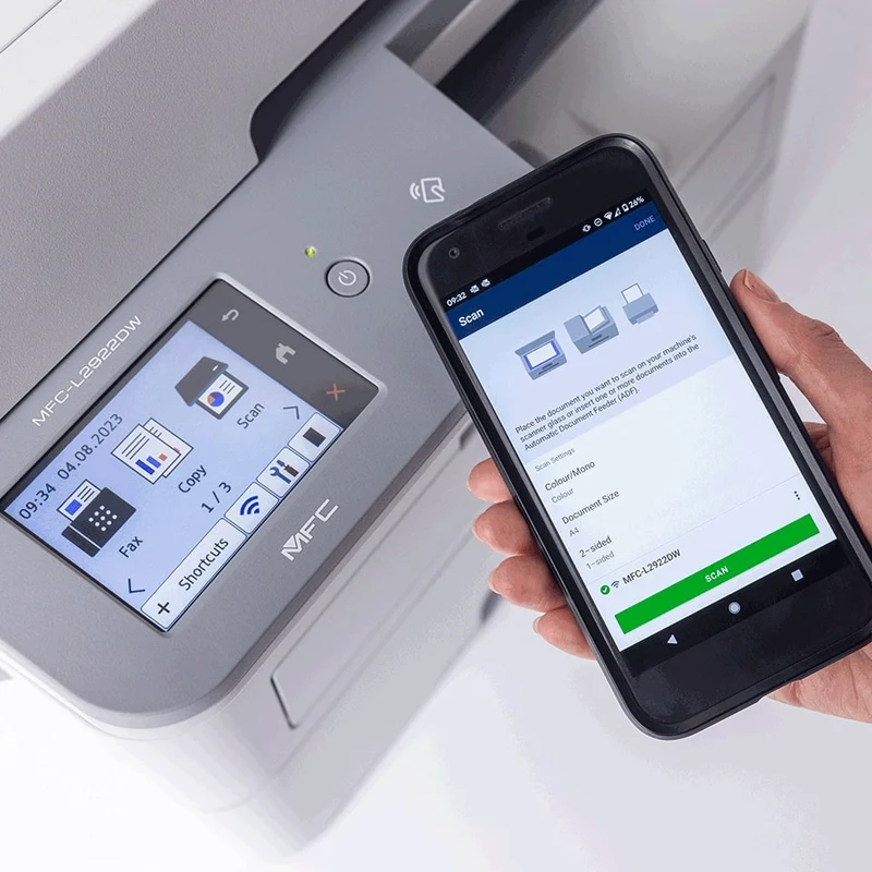 MFP Brother MFC-L2922DW, A4, 34 ppm, Duplex, DADF, Fax, Wi-Fi, Ethernet 10/100, USB 2.0, Starter toner 1200 pag, Cartridge TN-2590 [1.200 pag], TN-2590XL [3.000 pag], Drum DR-2590 [15.000 pag] 4